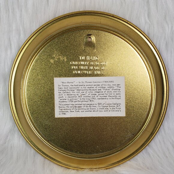 Vintage Mid-Century Guildcraft Round Metal Tin 'Miss Murray' Victorian Girl Wall - Picture 3 of 7
